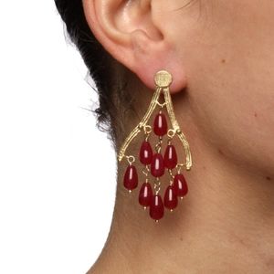 Rivka Friedman 18k Gold Overlay Red Qtzt Earrings